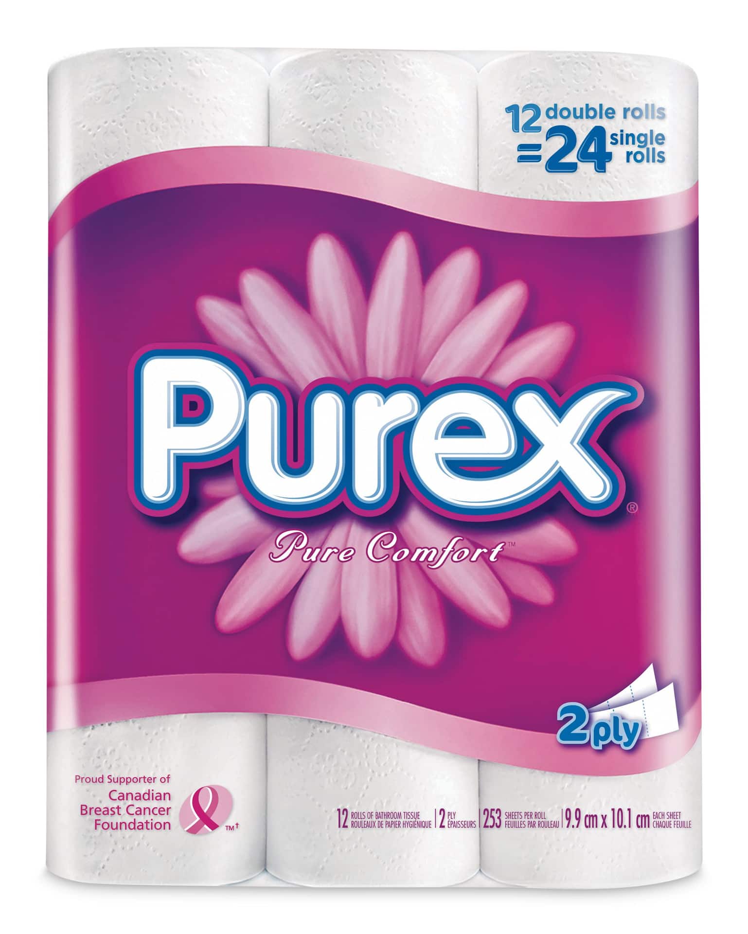 Purex Pure Comfort Double Roll Toilet Paper, 2-ply Tissue, 12-pk