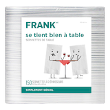 Serviettes de table carrées jetables en papier FRANK, blanc, 16 po, paq. 150, 2 épaisseurs, pour fête d'anniversaire/mariage/Pâques/Noël Front_Flat