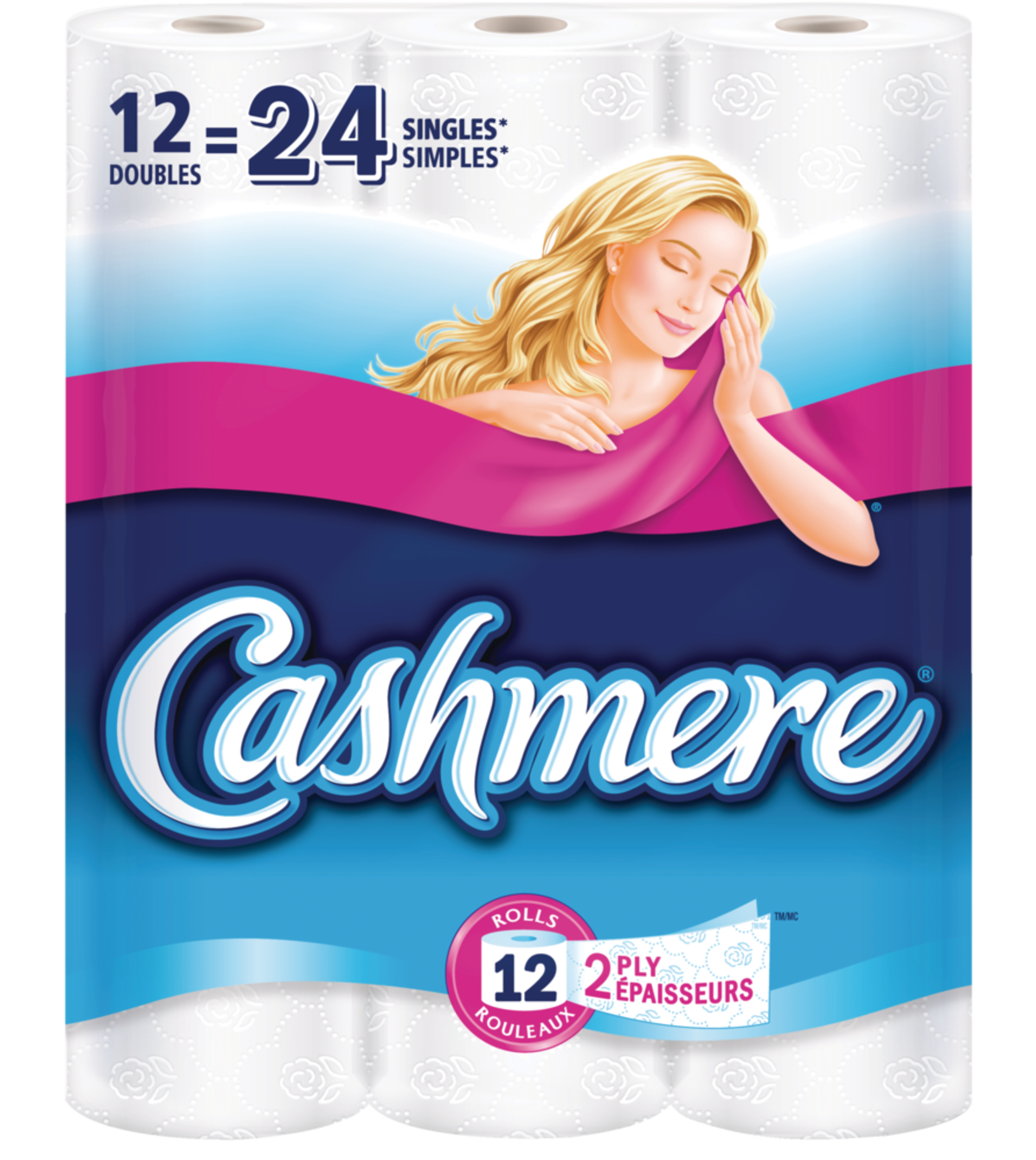 Papier hygiénique Cashmere double, 12 rouleaux = 24 rouleaux Front_Flat