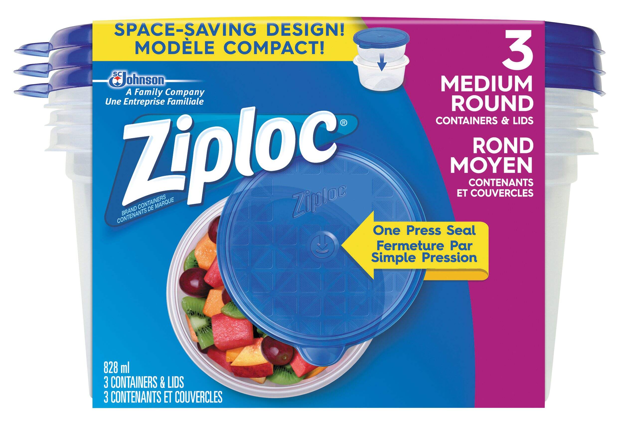 Ziploc Medium Round Containers, 3pk Canadian Tire