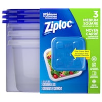 Ziploc Medium Square Plastic Food Storage Container, 1.18-L, 3-pk Front_Flat
