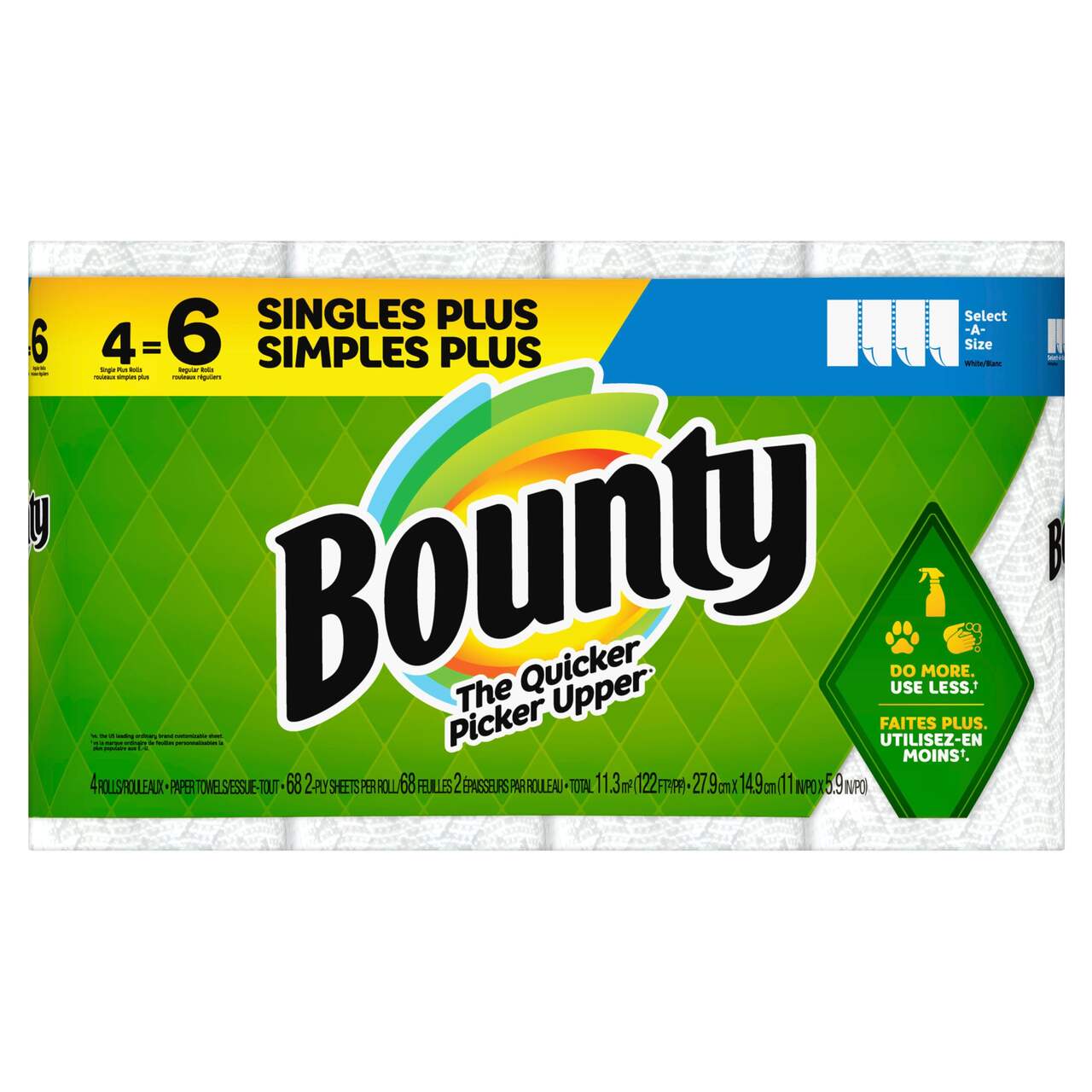 Bounty Paper Towel Select-A-Size Singles Plus, 4=6 Rolls