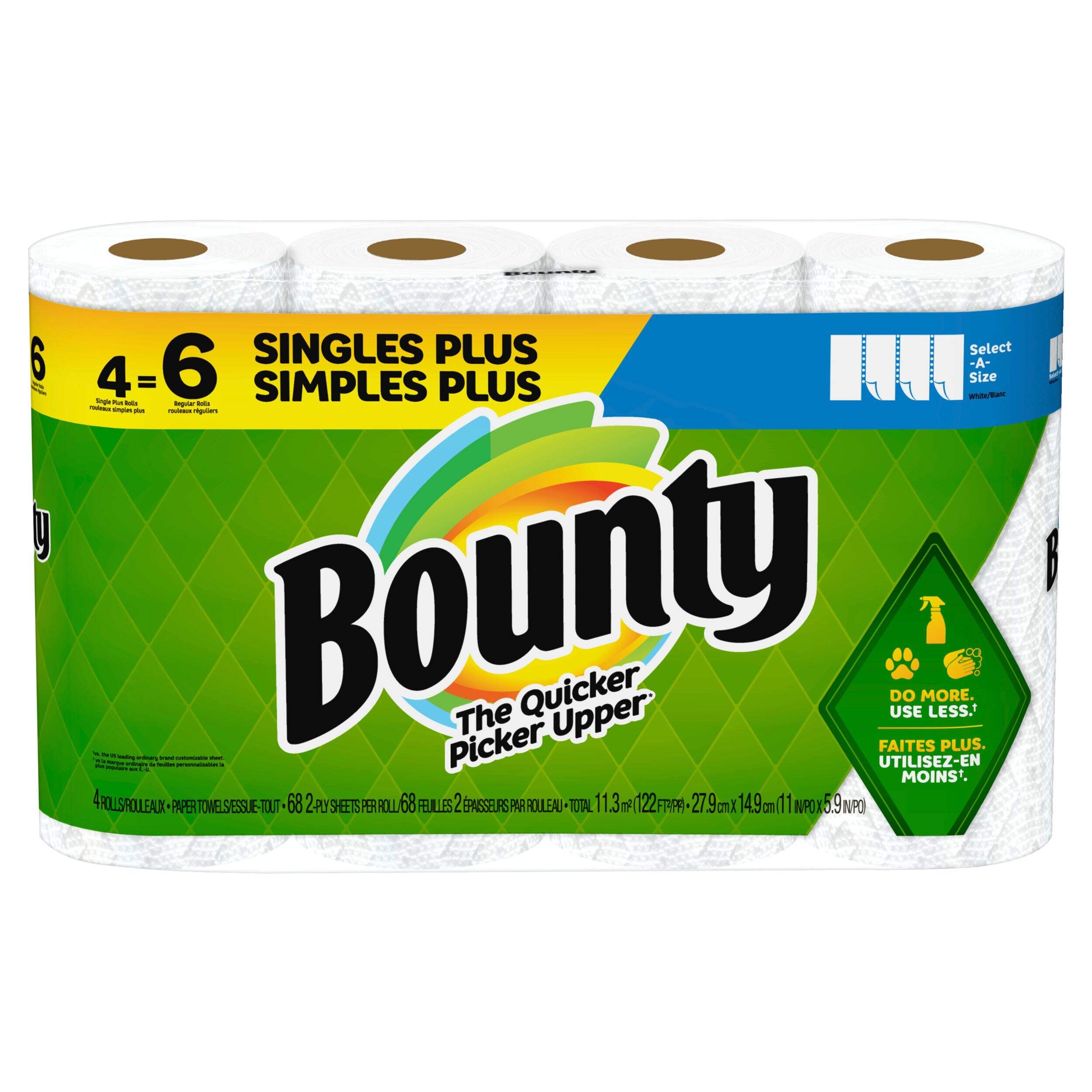 Bounty Paper Towel SelectASize Singles Plus, 4=6 Rolls Canadian Tire