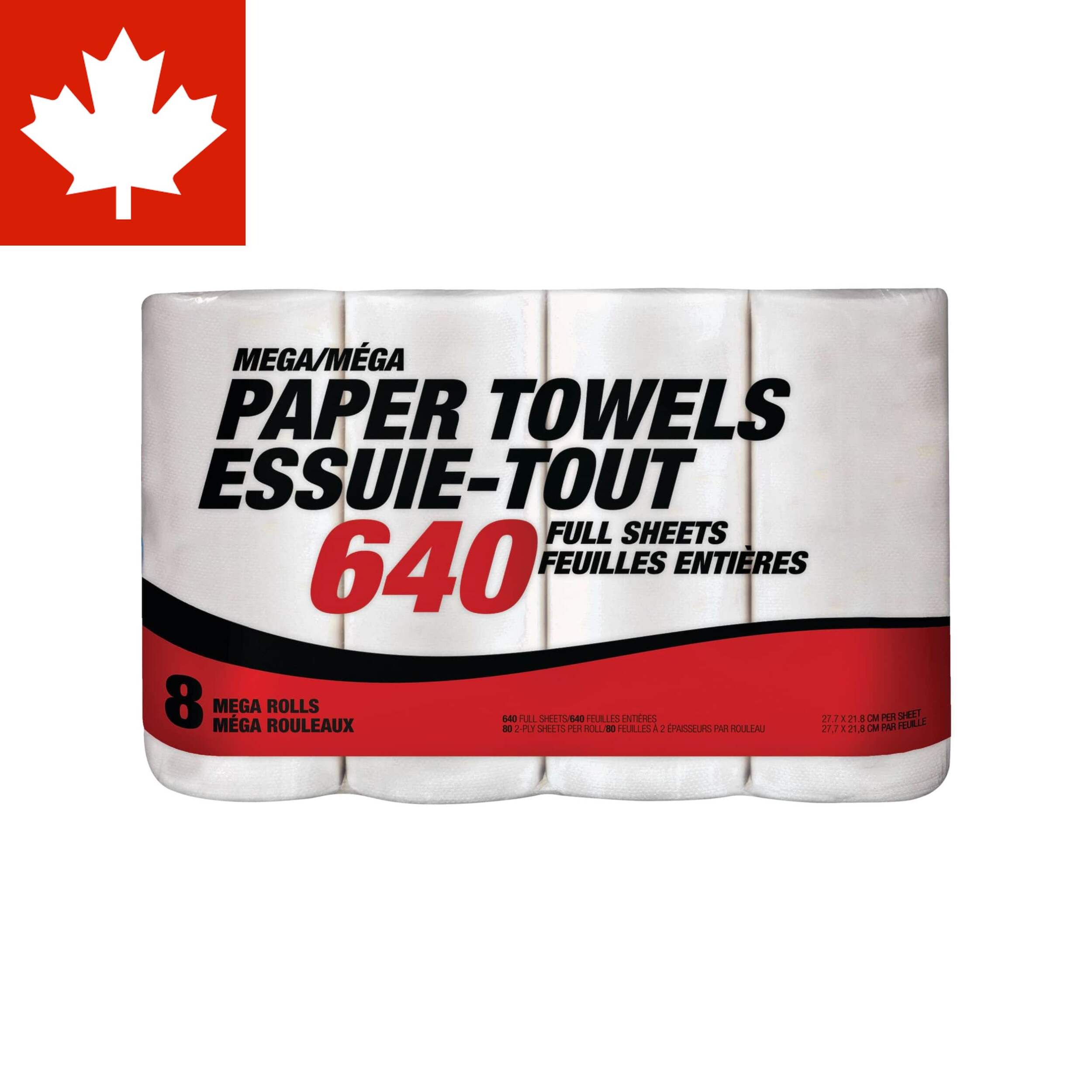 Mega-Format Roll Paper Towel, 2-ply, 8-pk, 640 Full Sheets Front_Flat