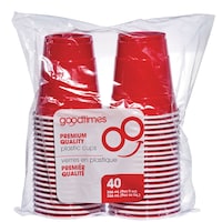 Verres réutilisables en plastique, rouge, 9 oz, paq. 40, pour Noël/fête d'anniversaire Front_Flat