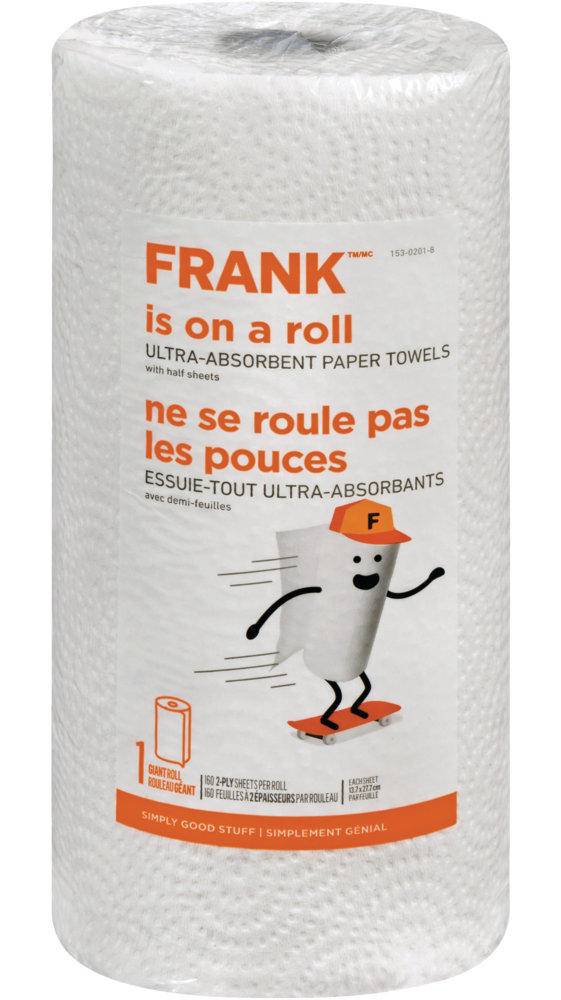 FRANK Is On a Roll Paper Towel, 2ply, 1pk Canadian Tire