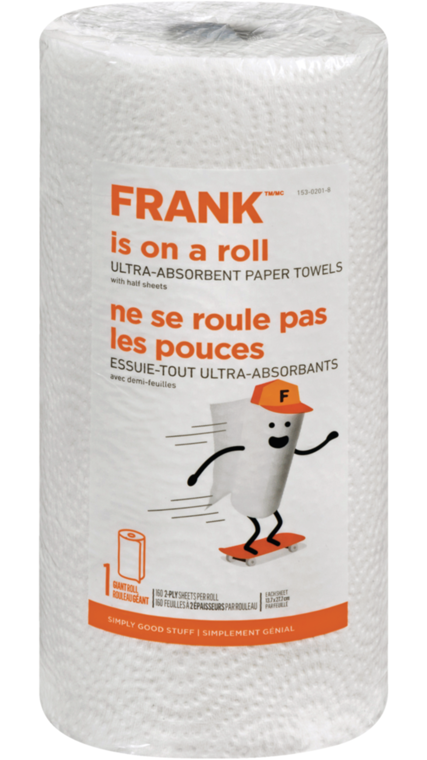 FRANK Is On a Roll Paper Towel, 2-ply, 1-pk Front_Elevated