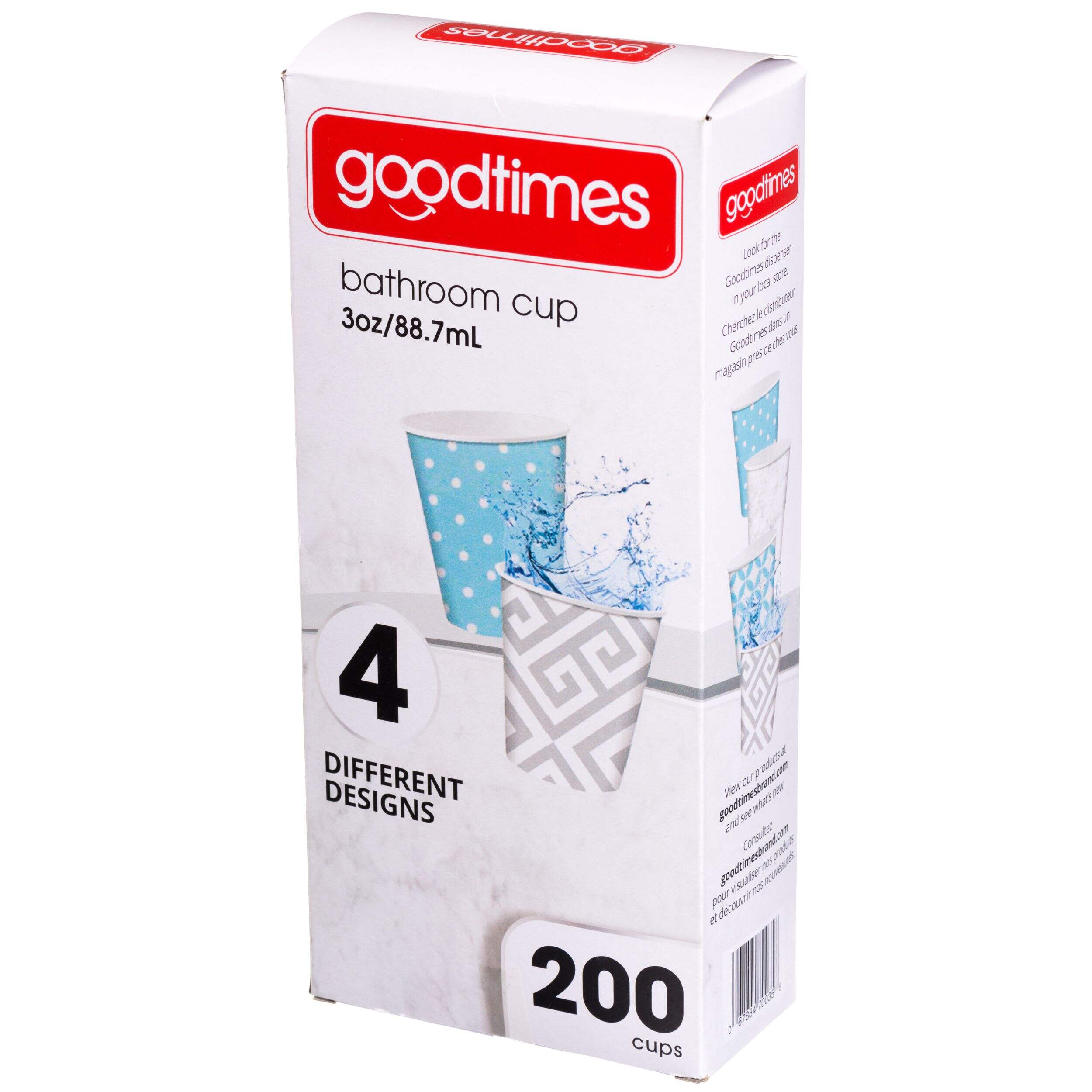 Paper Disposable Bathroom Cups, Blue/White, 3-oz, 200-pk, for Home Celebrations Front_Angled_Left
