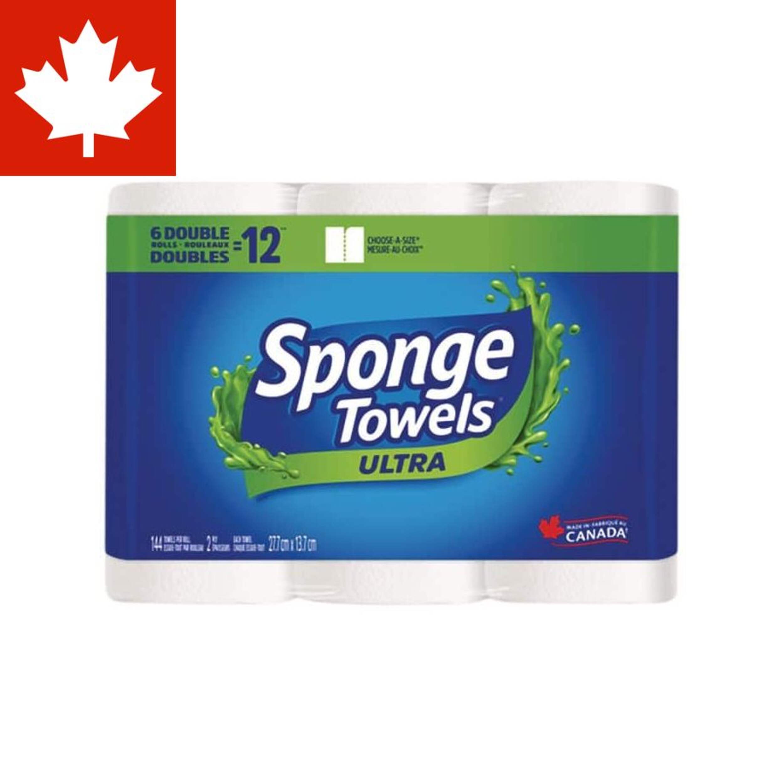 SpongeTowels Ultra Choose-A-Size Paper Towel, 2-ply, 6-pk Front_Flat