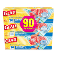 Glad® Freezer Zipper Bags, Large, 3 x 30-ct