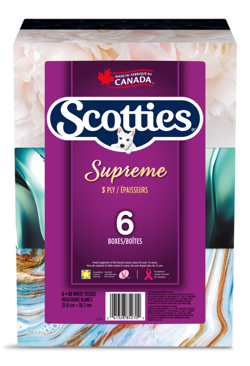 Scotties Supreme Facial Tissue, 3-ply, 81 Sheets, 6-pk | Canadian Tire