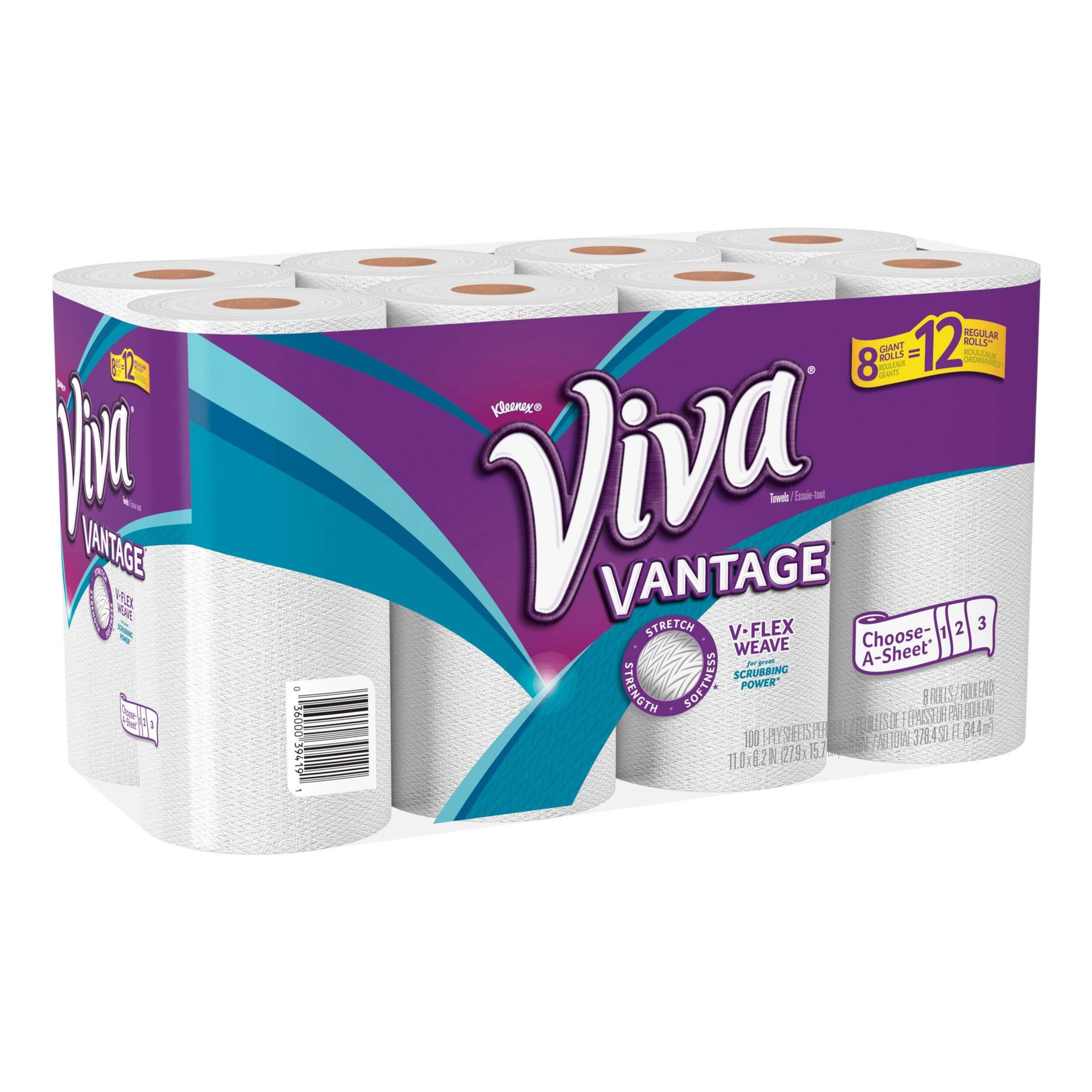 Essuie-tout Viva, 8 rouleaux Front_Angled_Right