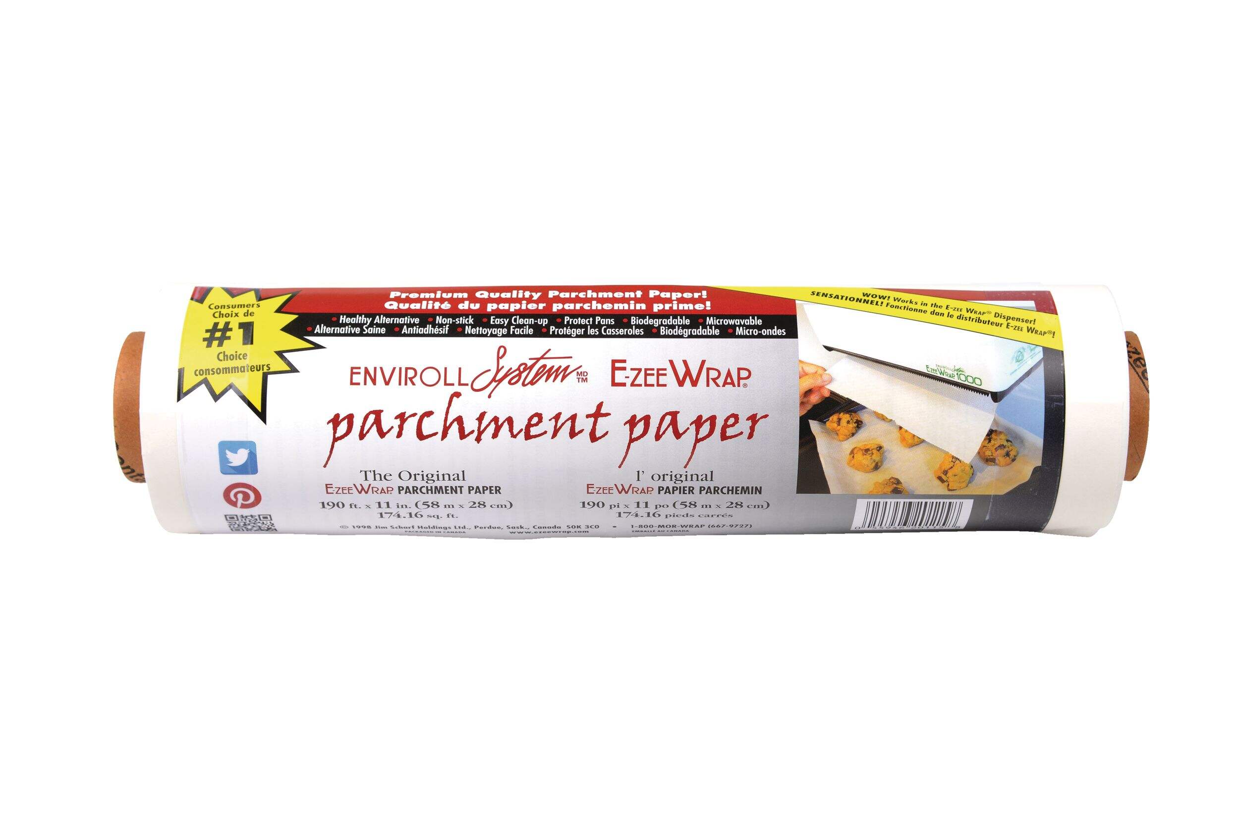 E-Zee Wrap Parchment Paper, 190-ft Roll for Baking & Cooking Front_Flat