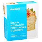Sacs à sandwichs refermables à glissière Simplicité Zip-Top, paq. 400 Front_Three_Fourths_Angled_Right