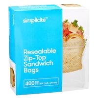 Simplicité Zip-Top Plastic Sandwich Bags, 400-pk Front_Three_Fourths_Angled_Right