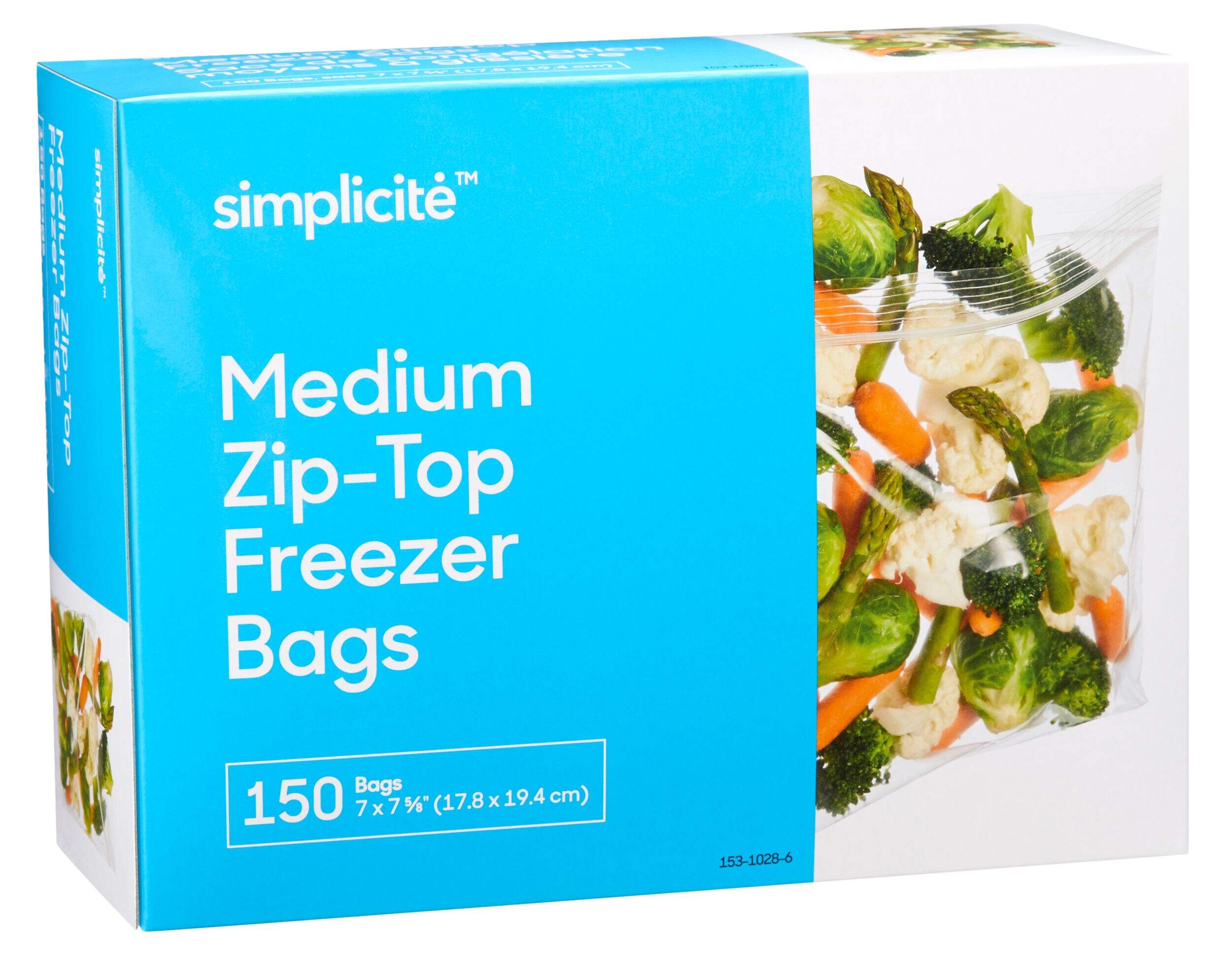 Simplicité Freezer Storage Bags, Medium, 150-ct Front_Three_Fourths_Angled_Right