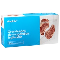 Sacs de congélation en plastique Simplicité Zip-Top, grand, paq. 80 Front_Three_Fourths_Angled_Right