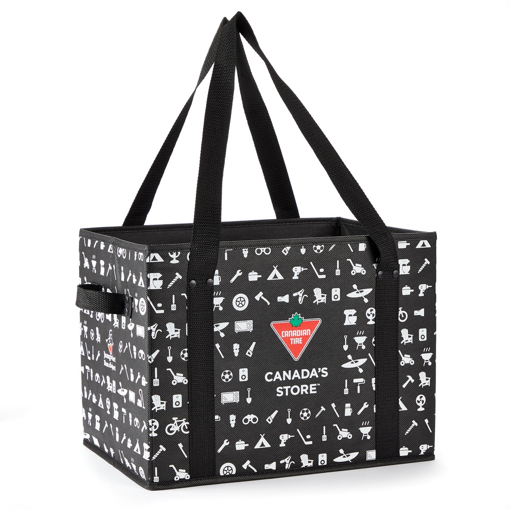 Canadian Tire Reusable Plastic Folding Tote with Handles, 27L