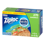 Sacs pour sandwich et collation en plastique Ziploc, mégapaquet, 670 mL, paq. 270 Front_Angled_Left