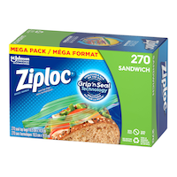 Ziploc Snack Plastic Sandwich Bags Mega Pack, 670-mL, 270-pk Front_Angled_Left