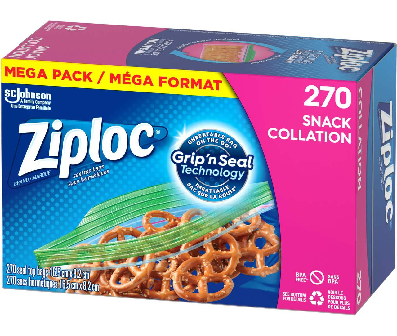 Ziploc Medium Freezer Plastic Bags, 950-mL, 38-pk