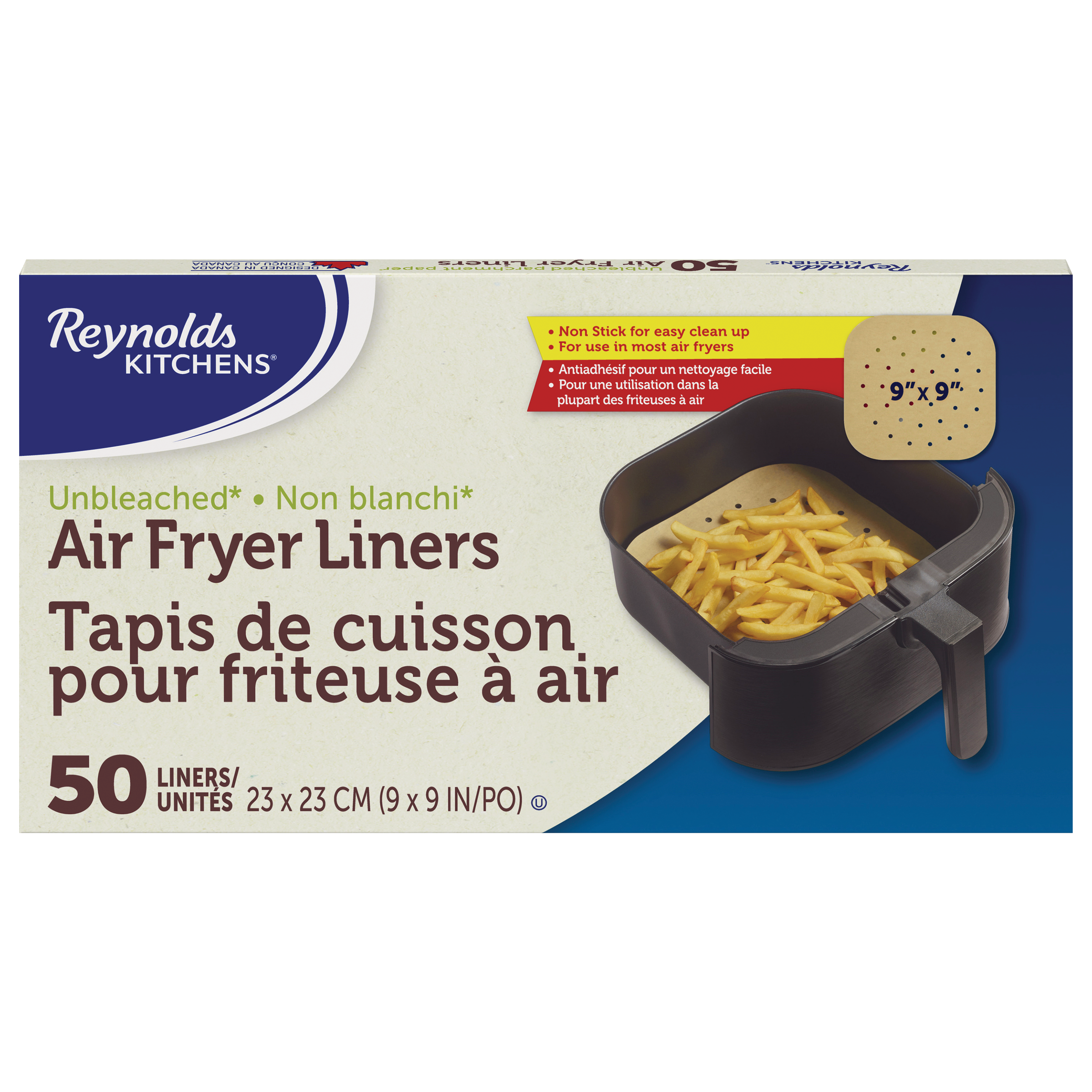 Reynolds Kitchens Unbleached Parchment Air Fryer Liners, 50 count