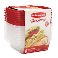 Rubbermaid Take Alongs Square Plastic Food Storage Container with Lids, 669 mL (2.9 Cup), 8 Count Front_Three_Fourths_Angled_Left
