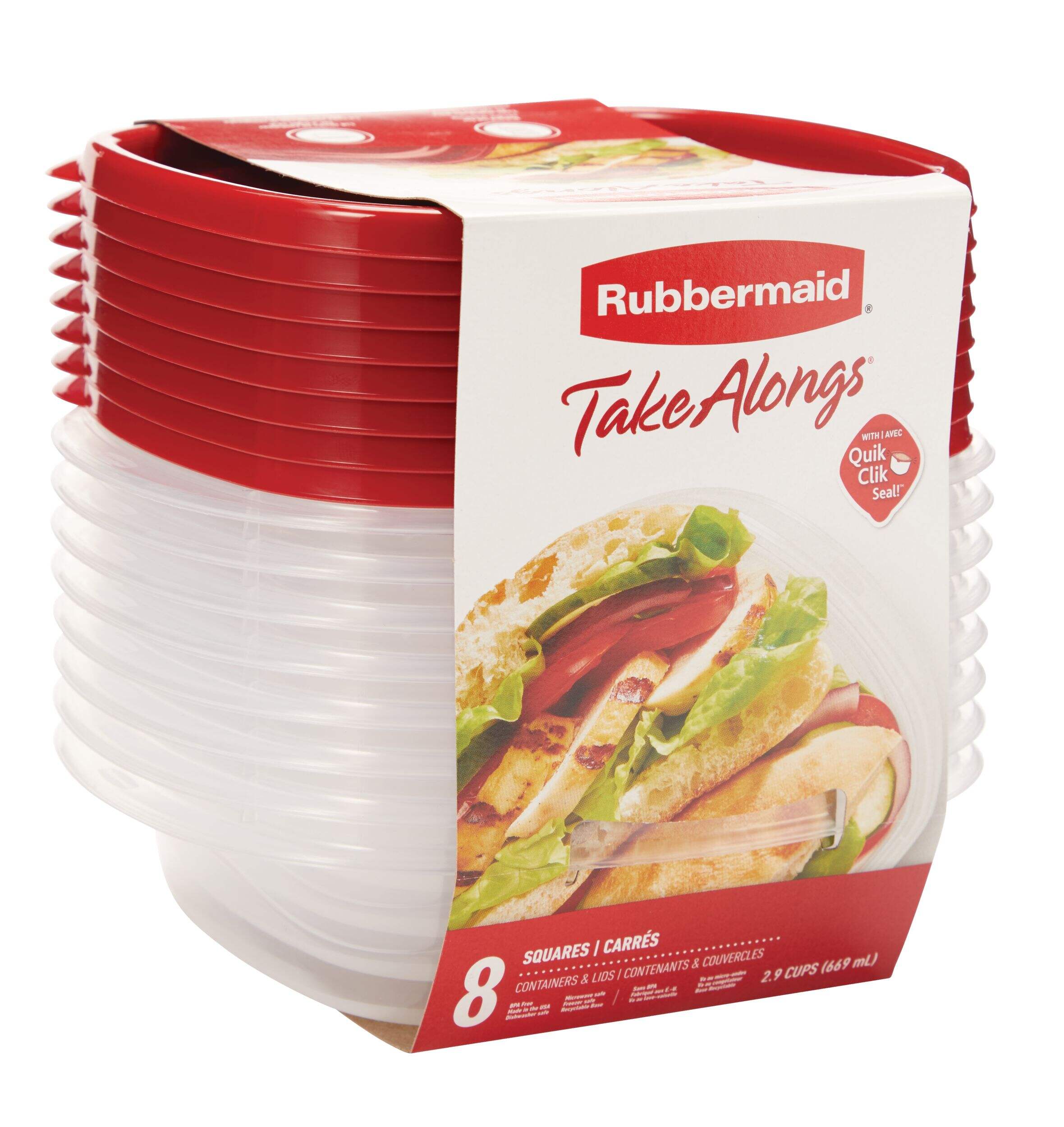 Rubbermaid Take Alongs Square Plastic Food Storage Container, 669 mL (2 ...