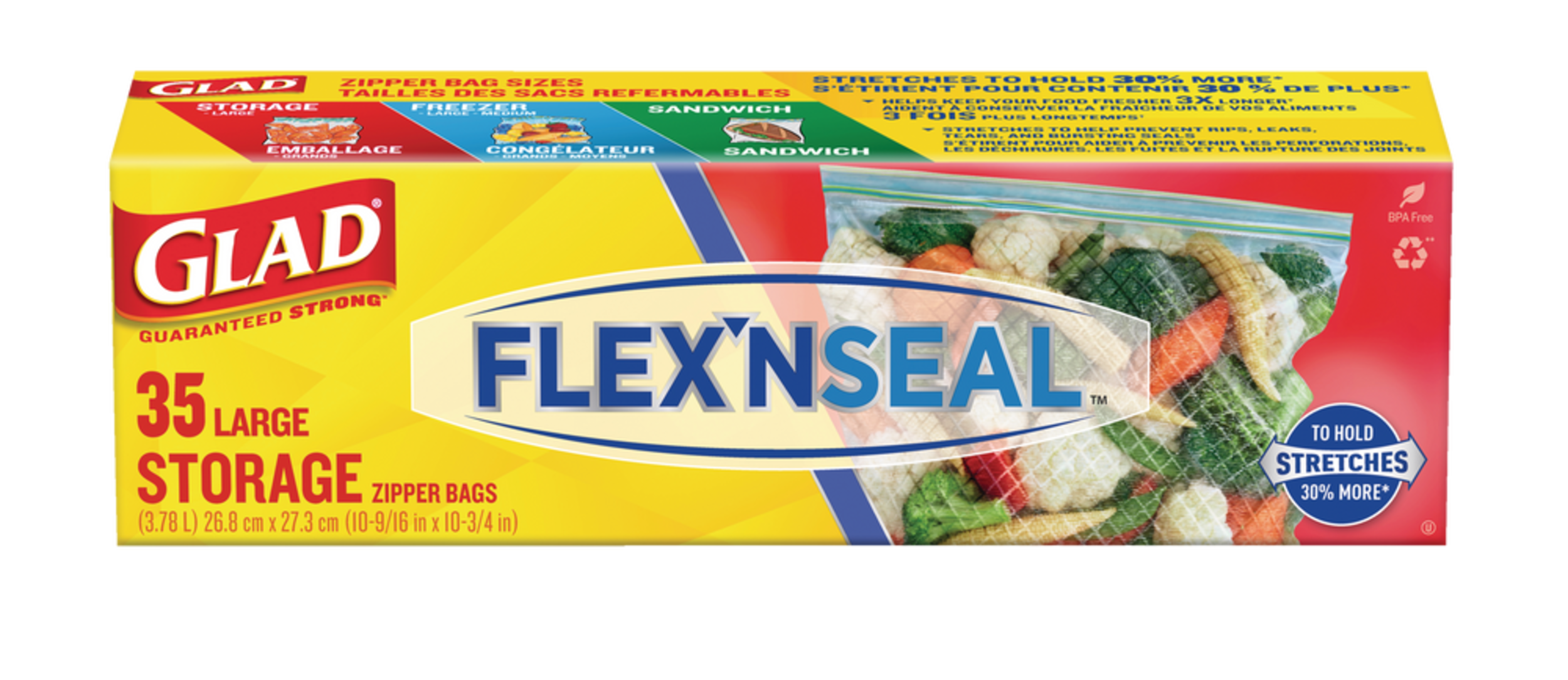 Glad Flex’n Seal™ Freezer Plastic Bags, 950-mL, 35-pk | Canadian Tire