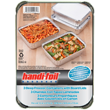 Contenants de conservation des aliments en aluminium pour congélateur Handi-Foil avec couvercles, profonds, 2,37 L, paq. 3 Overhead_Flat