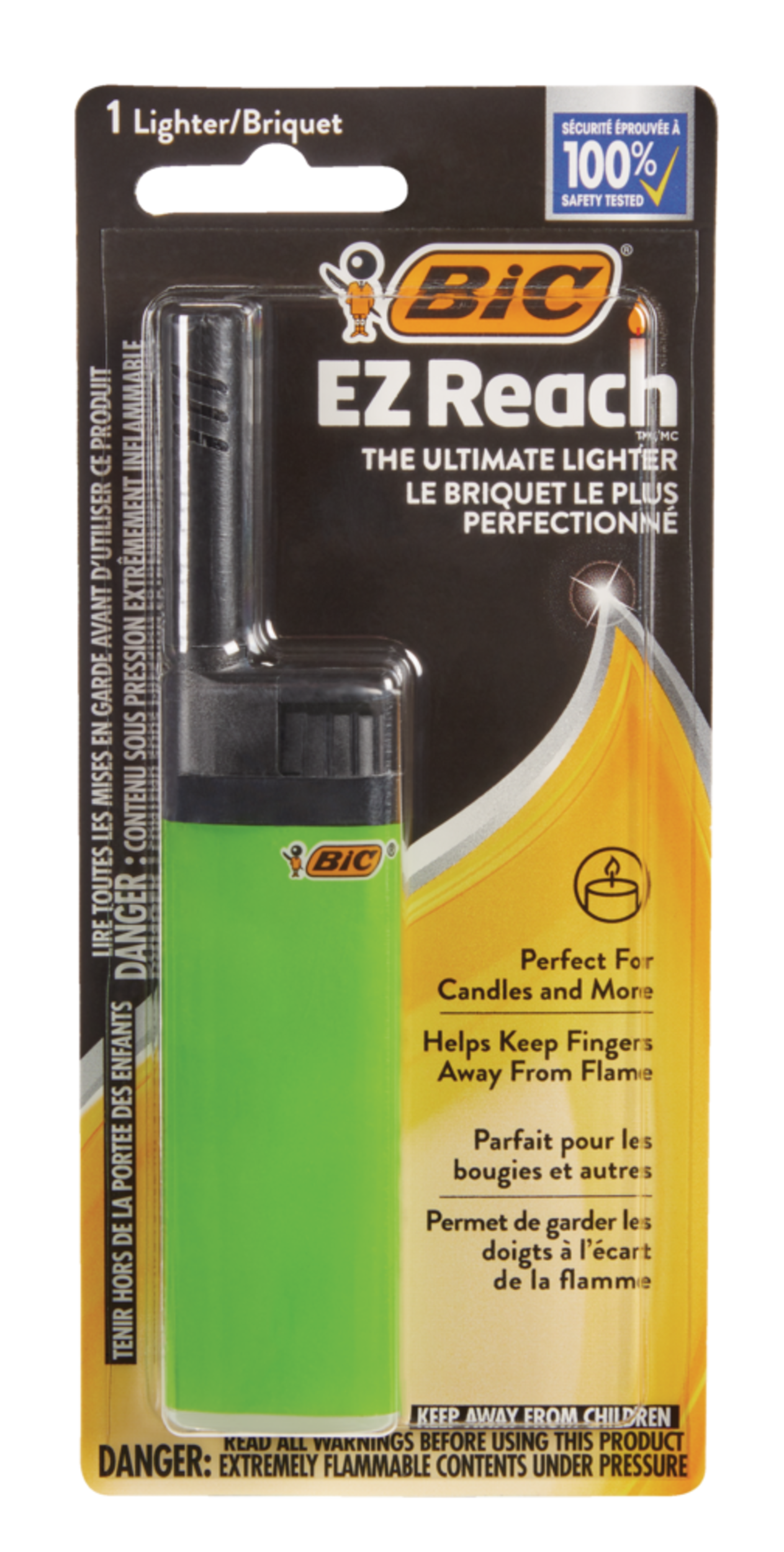 BIC® EZ Reach Wand Lighter, Assorted, 1-pk Front_Flat