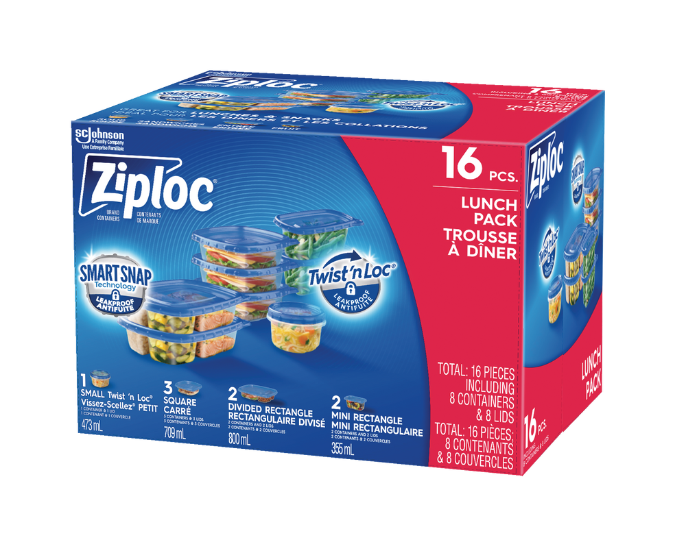 Ziploc Lunch Plastic Food Storage Containers, 16pk Canadian Tire