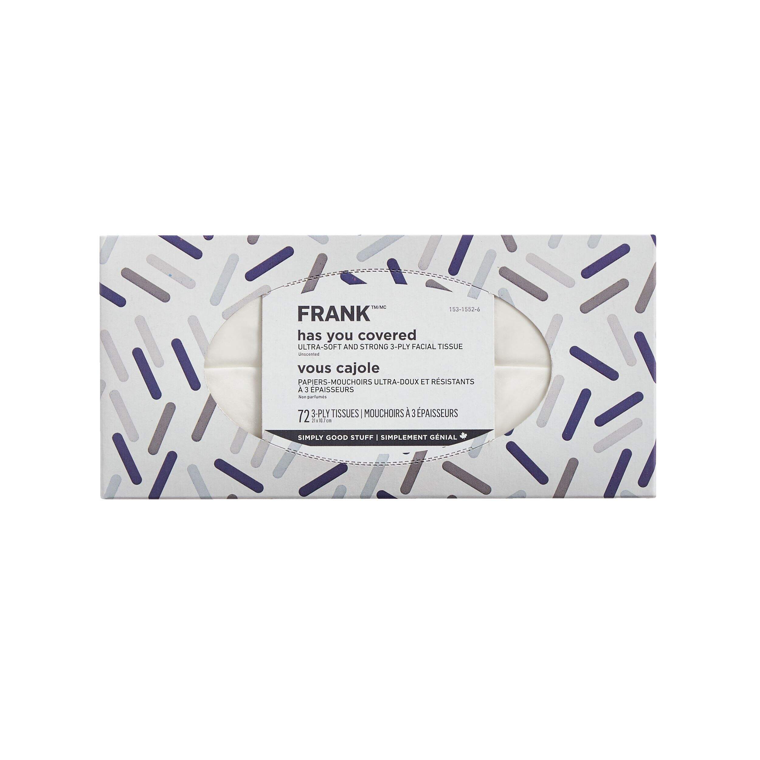Mouchoirs FRANK ultra-doux et résistants, 3 épaisseurs, 72 feuilles Front_Flat
