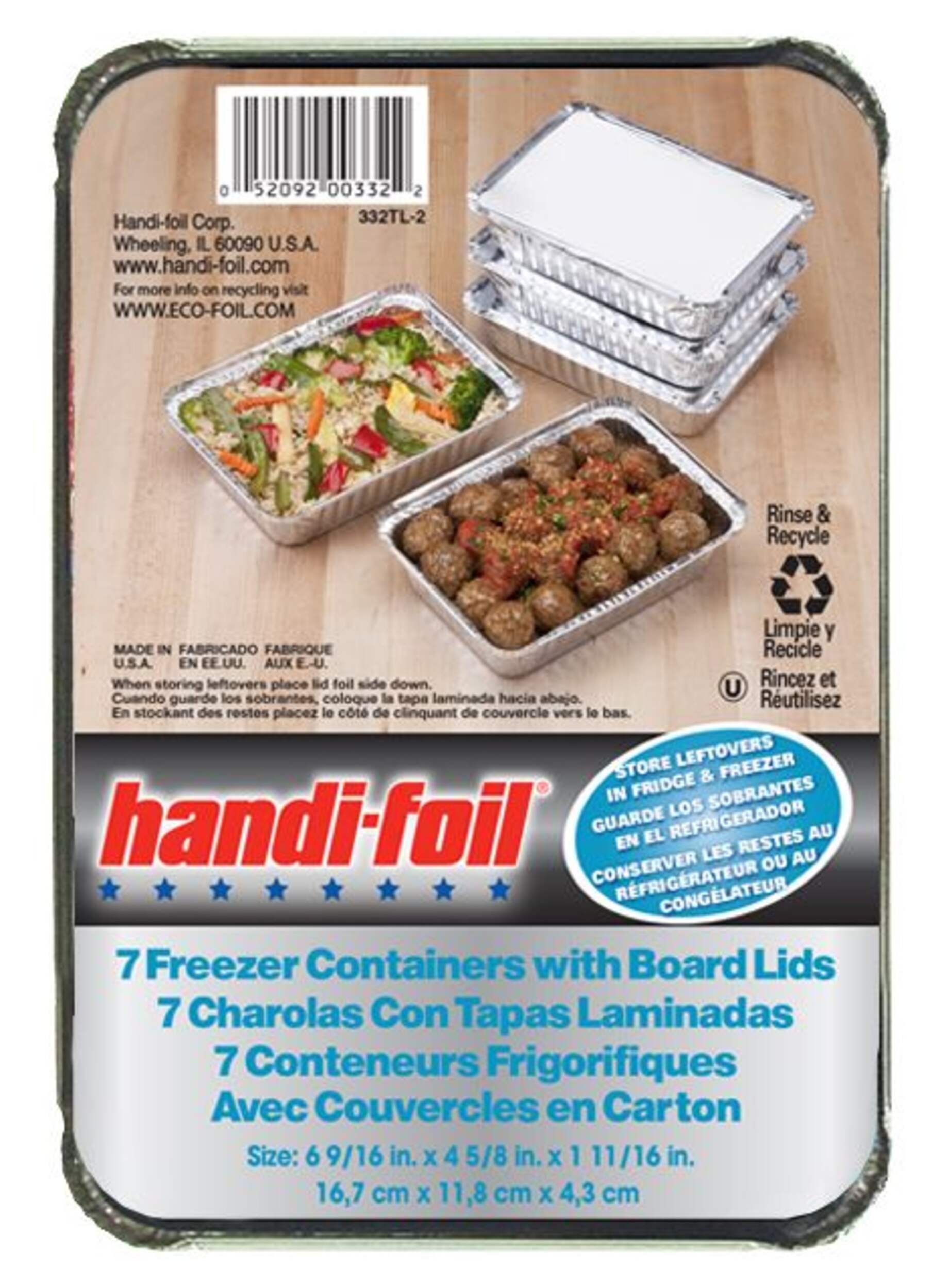 Handi-Foil Freezer Aluminum Containers with Board Lids, 9 L, 7 Count Overhead_Flat