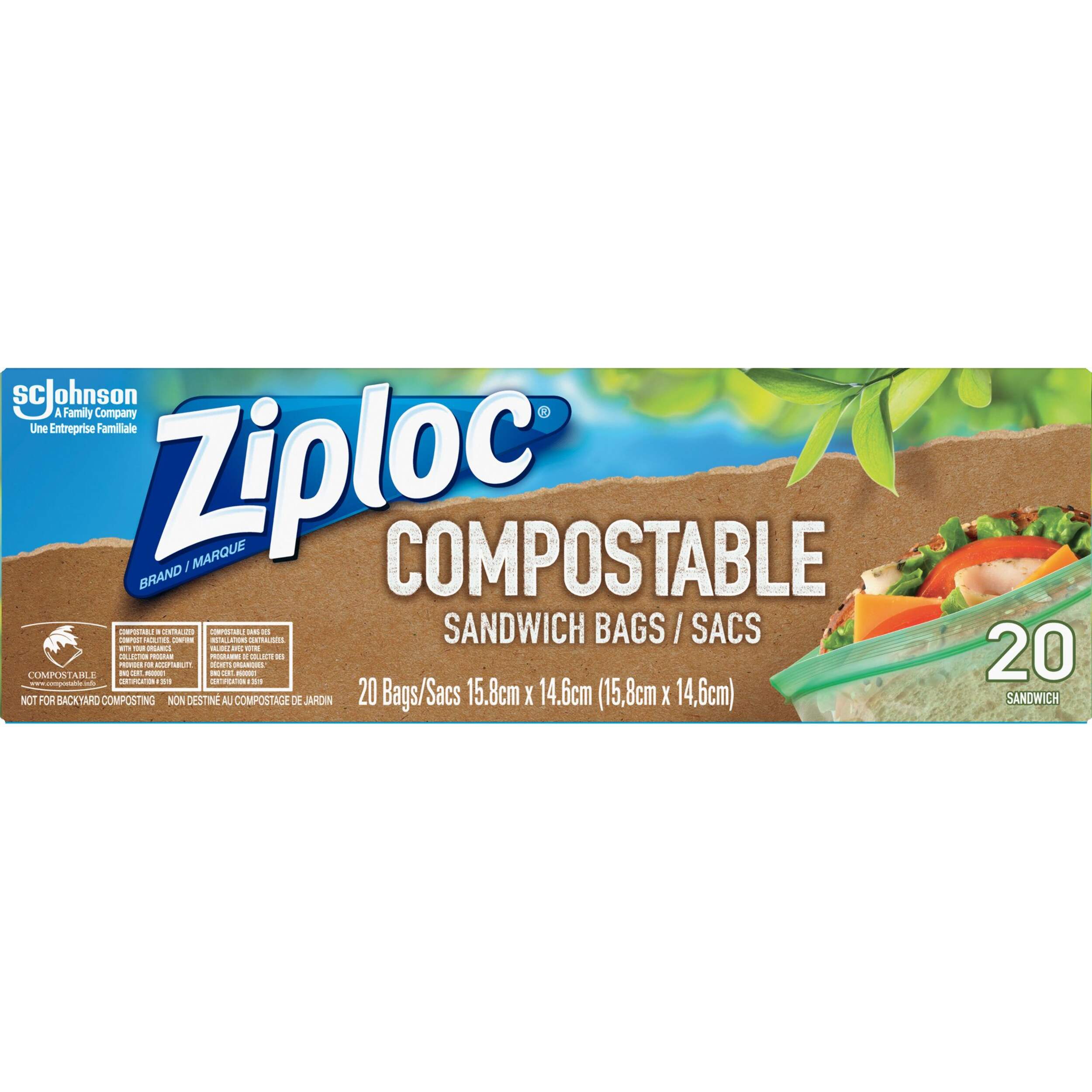 Ziploc Compostable Sandwich Bags, 810mL, 20pk Canadian Tire
