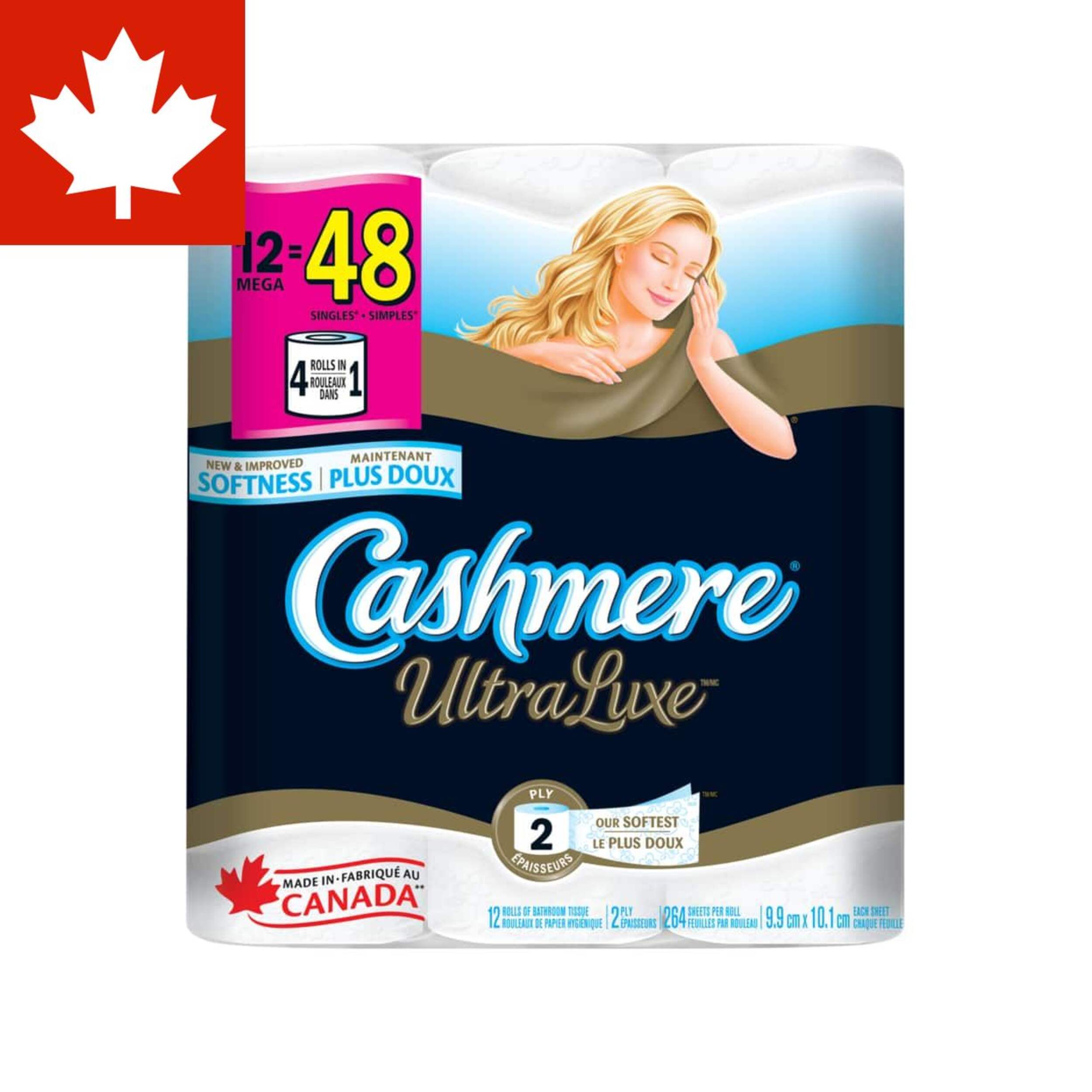 Cashmere Ultra Luxe Mega Bathroom Tissue, 12 Rolls = 48 Rolls Front_Flat