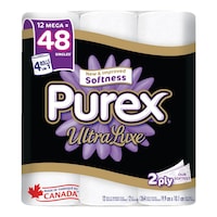 Purex Ultra Luxe Mega Bathroom Tissue, 12 Rolls = 48 Rolls Front_Flat
