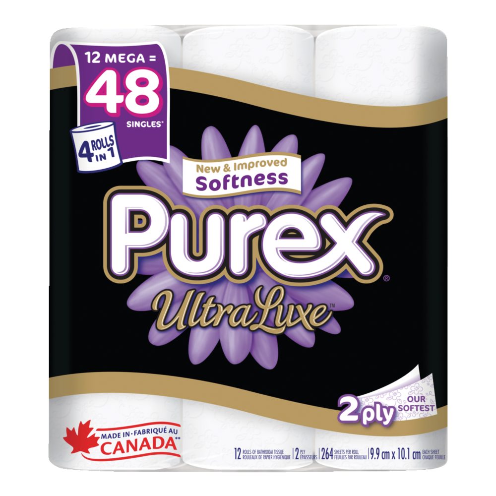 Purex Ultra Luxe Mega Bathroom Tissue, 12 Rolls = 48 Rolls