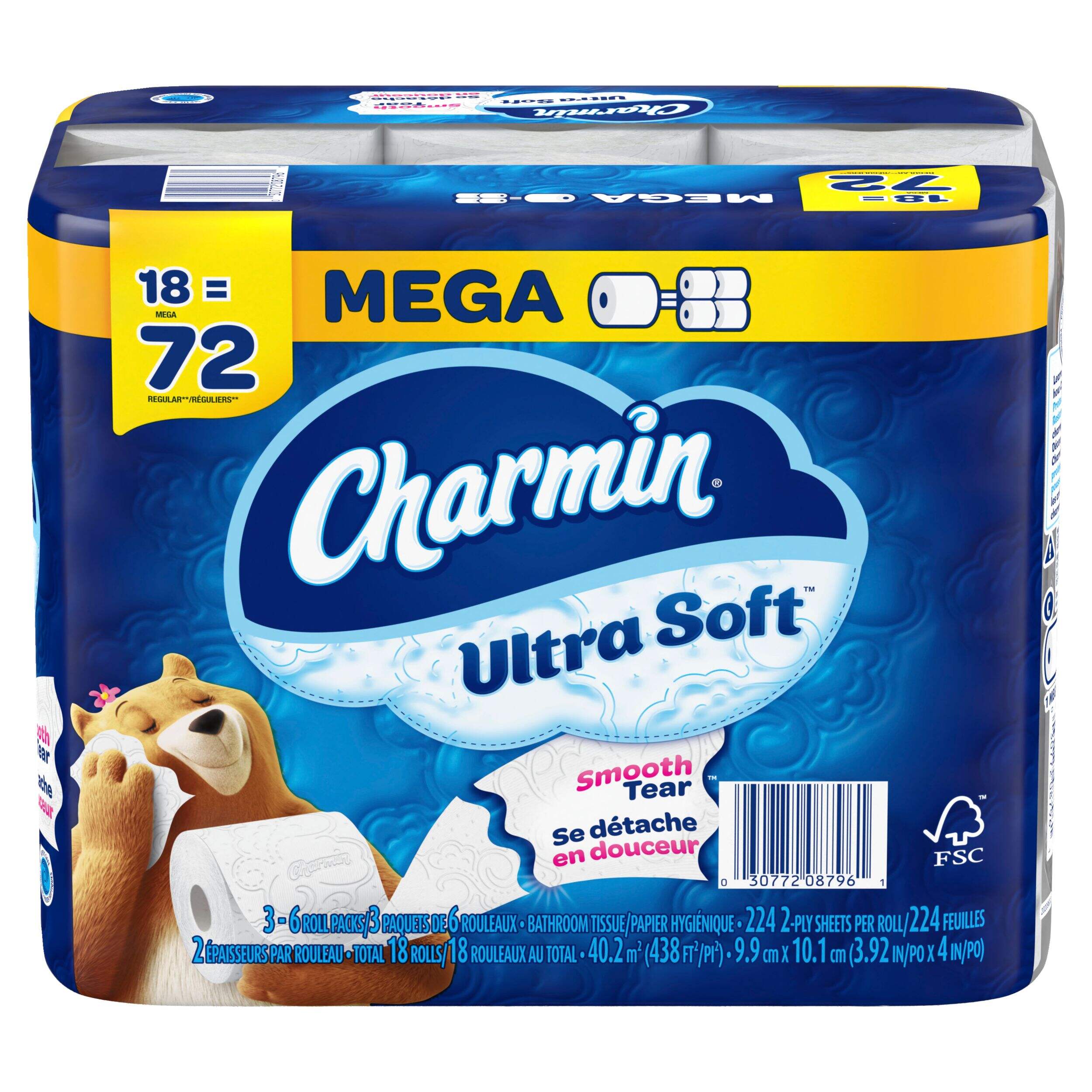 Charmin Ultra-Soft Quadruple Roll Toilet Paper, 2-Ply Tissue, 18-pk ...