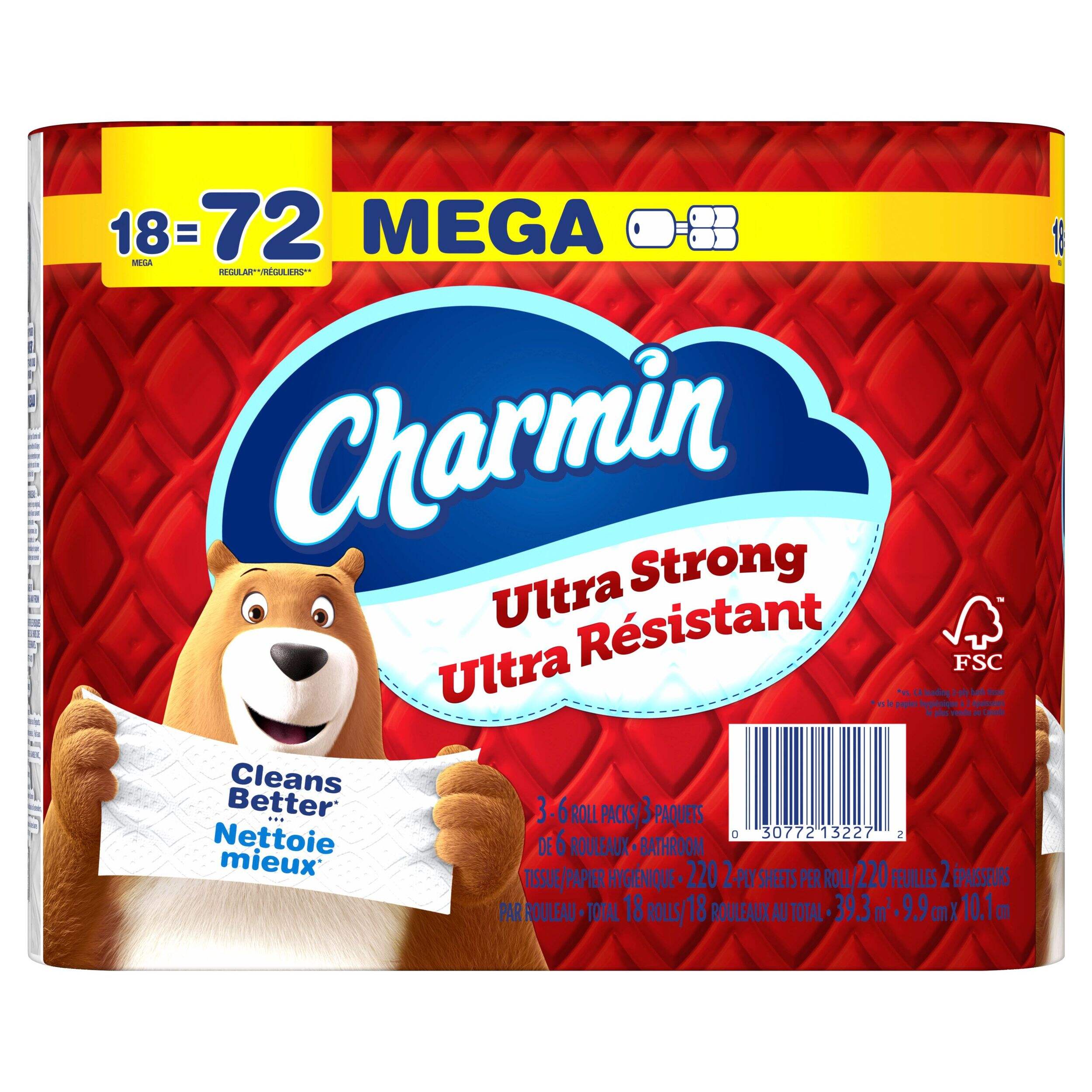 Charmin Ultra-Strong Quadruple Roll Toilet Paper, 2-Ply Tissue, 18-pk Front_Flat
