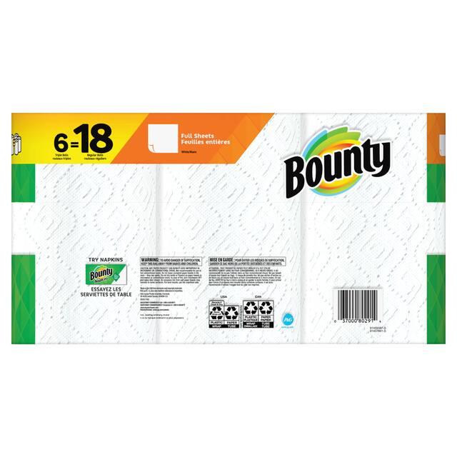 Bounty Triple Roll Paper Towel, 2ply, 6pk Canadian Tire