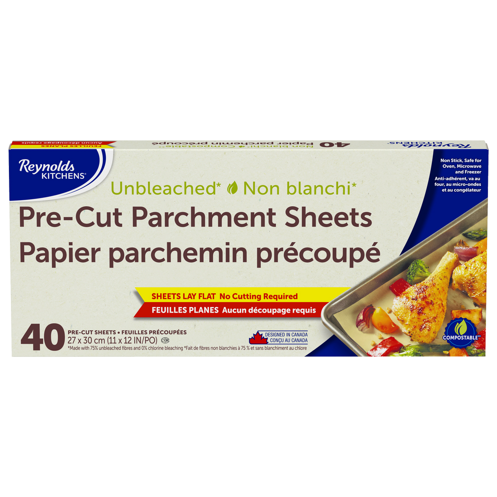 Reynolds Kitchens® Unbleached Pre-Cut Parchment Paper Sheets, Safe for  Oven, Microwave & Freezer Use, 40-pc
