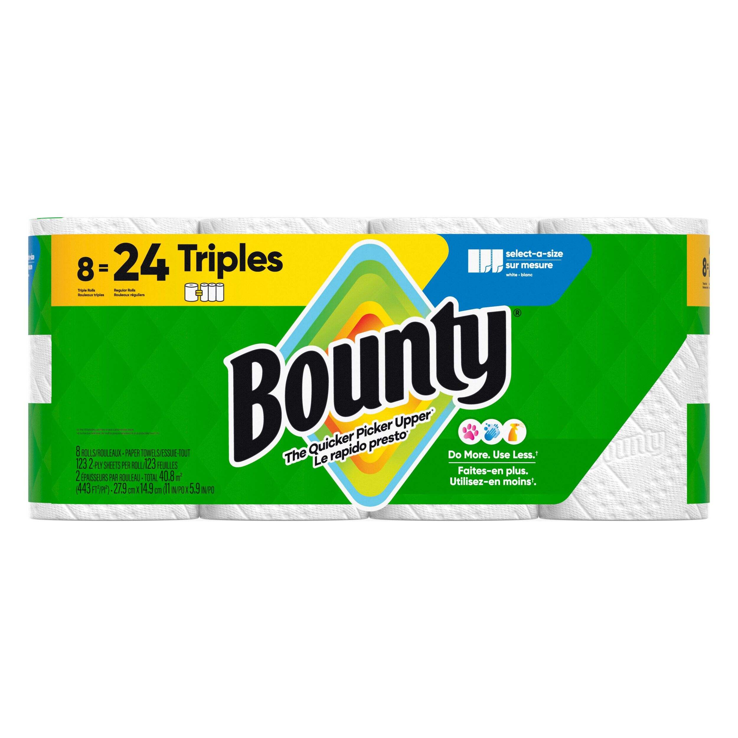 Bounty Select-A-Size Triple Roll Paper Towel, 2-ply, 8-pk Front_Flat