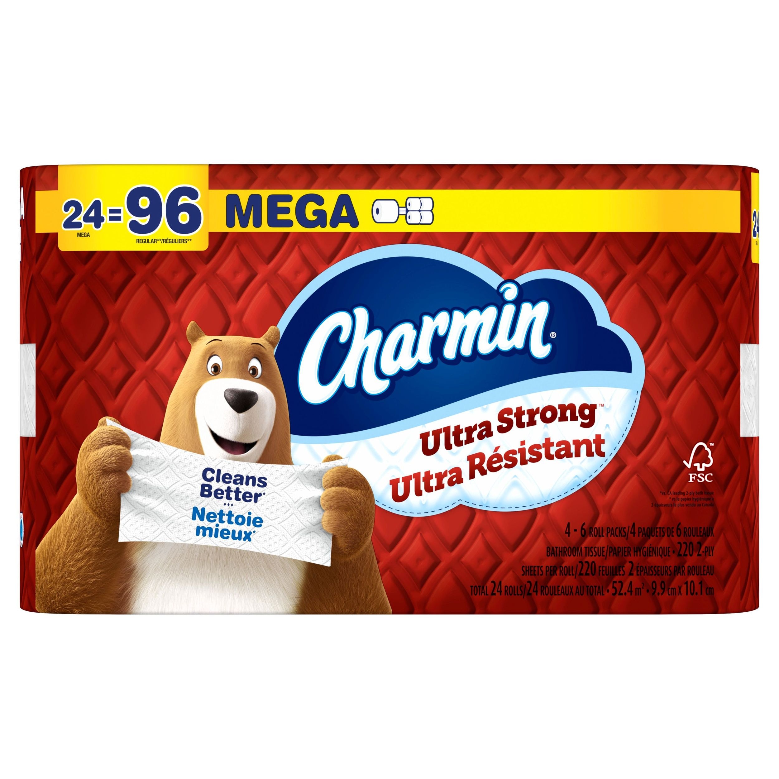 Charmin Ultra-Strong Mega Triple Roll Bathroom Toilet Paper, 2-Ply Tissue, 24-pk
