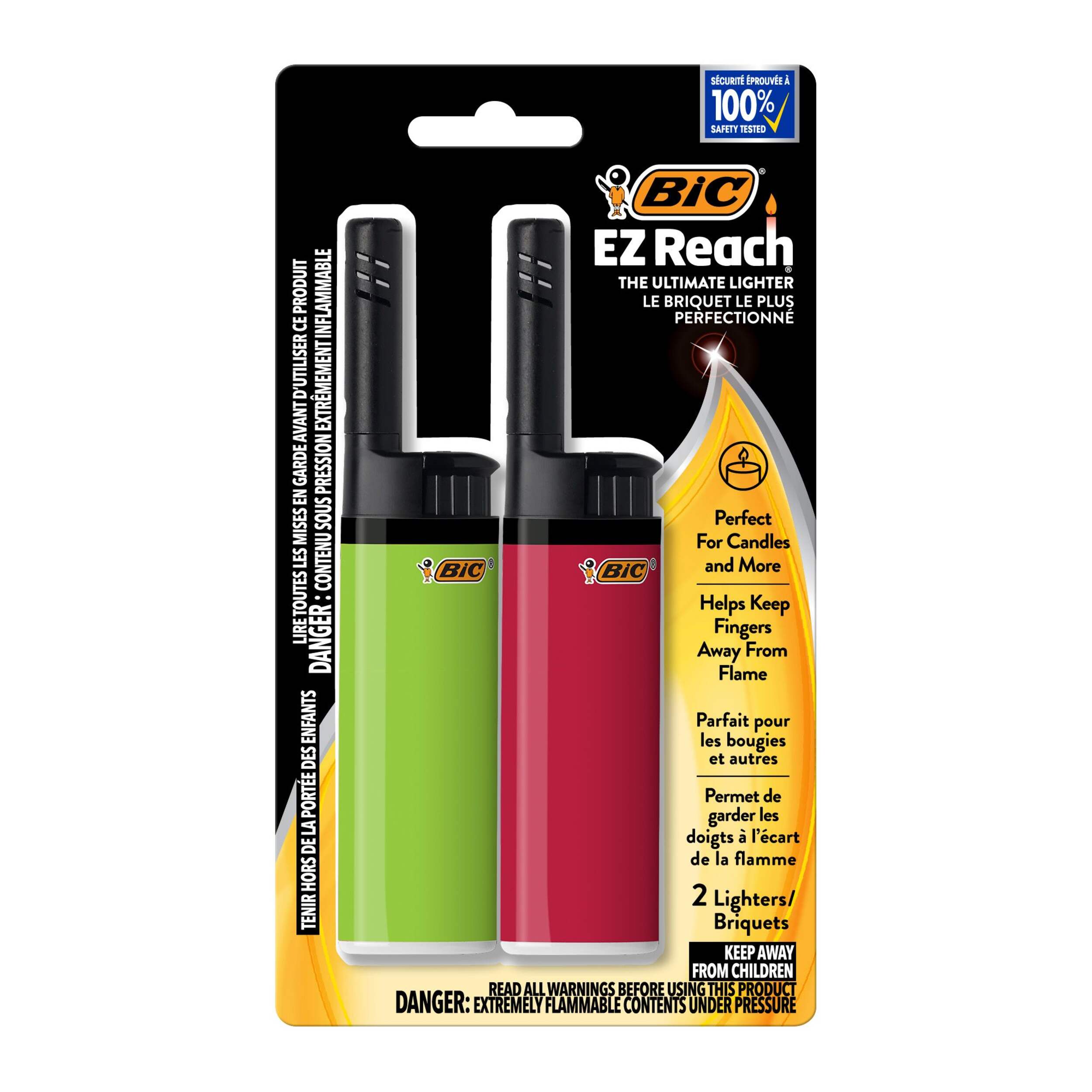 Briquet classique Bic EZ-Reach, couleurs variées Front_Flat