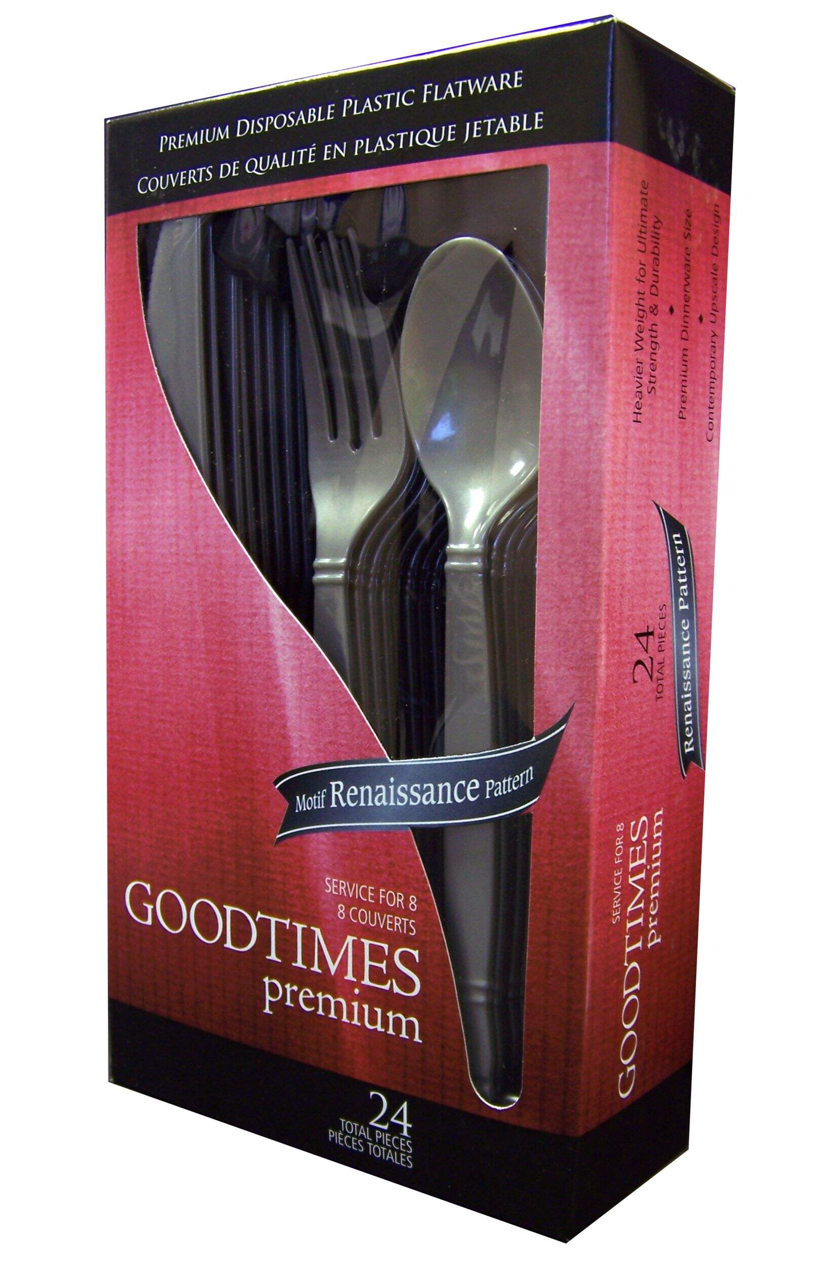 Goodtimes Premium Assorted Silver Plastic Cutlery, 24-pk Front_Angled_Left