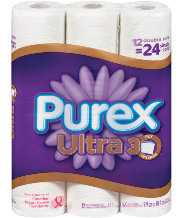 Purex Ultra Double Roll Toilet Paper, 3ply Tissue, 12pk Canadian Tire