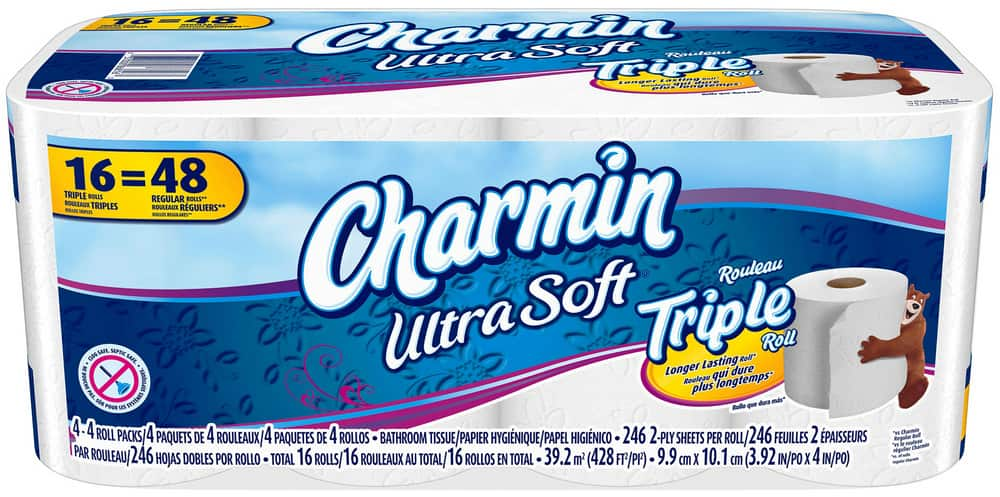 Charmin Ultra-Soft Triple Roll Toilet Paper, 2-ply Tissue, 16-pk ...