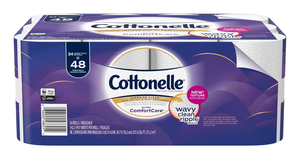 Cottonelle Ultra CleanCare Double Roll Toilet Paper, 1ply Tissue, 24pk Canadian Tire