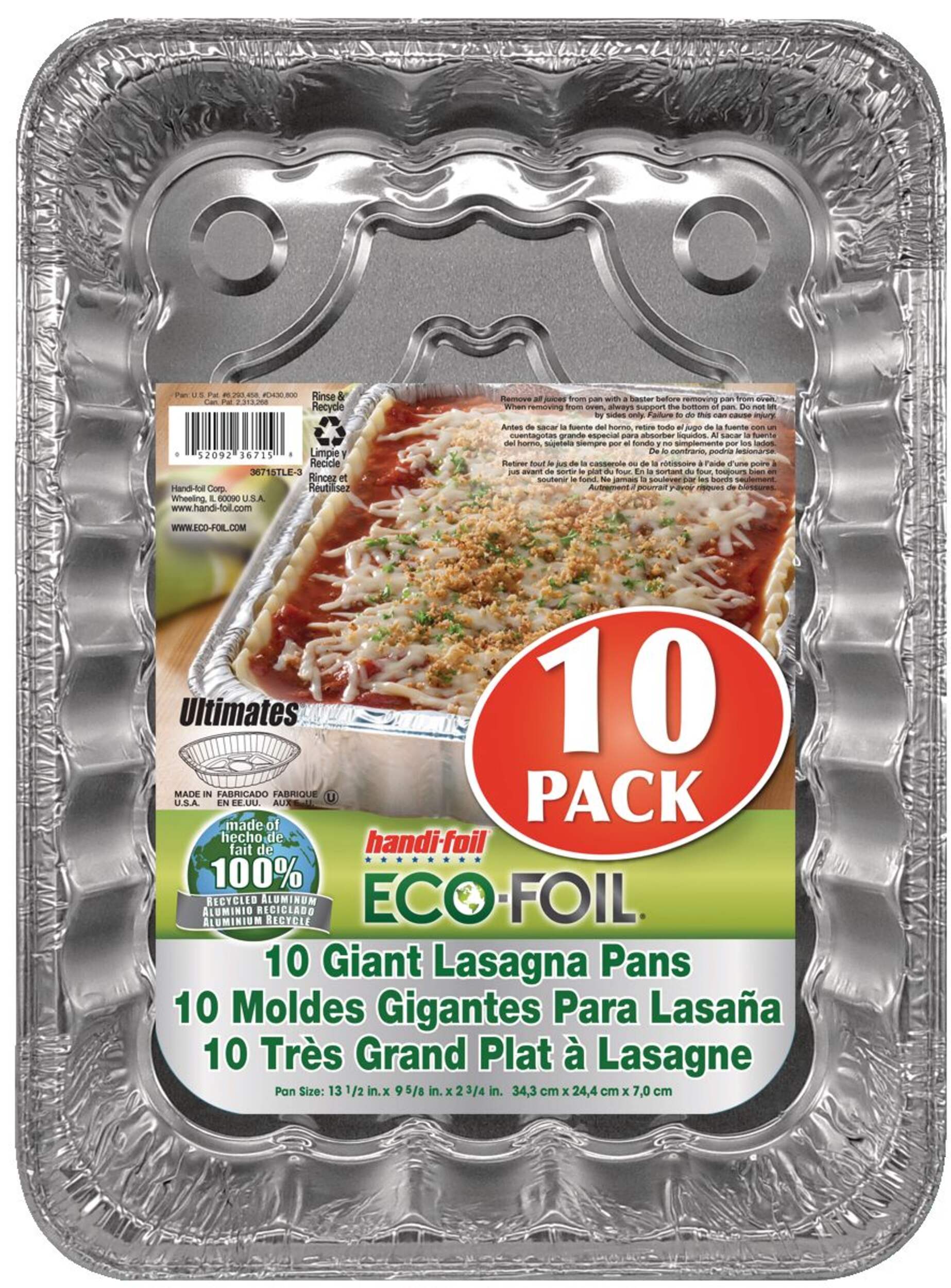 Handifoil EcoFoil Aluminum Lasagna Pan, 5.86L, 10pk Canadian Tire